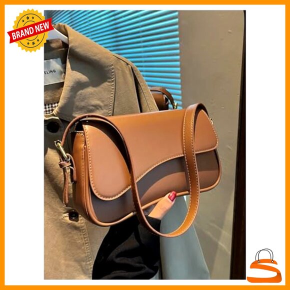 Faux Leather Hobo Shoulder Bag with Removable Straps, One Size - Picture 3 of 5